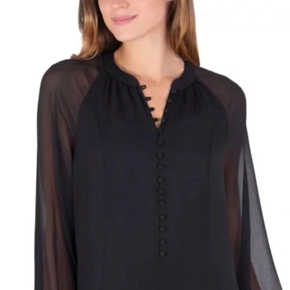 JOIE Long Balloon Sleeve MIDI Dress Black M - Picture 3 of 10